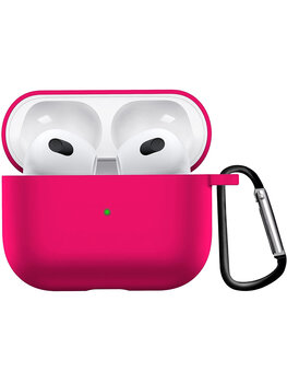 Airpods 3 Hoesje Case Siliconen Hoes Geschikt voor Apple AirPods 3 Case Hoesje Met Clip - Donker Roze