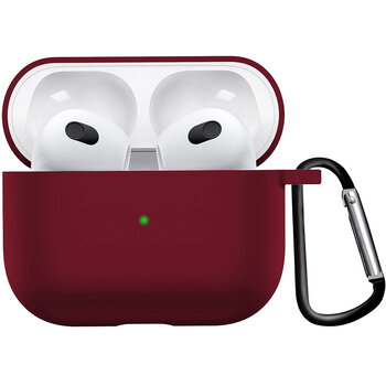 Airpods 3 Hoesje Case Siliconen Hoes Geschikt voor Apple AirPods 3 Case Hoesje Met Clip - Donker Rood