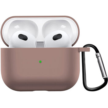 Airpods 3 Hoesje Case Siliconen Hoes Geschikt voor Apple AirPods 3 Case Hoesje Met Clip - Beige