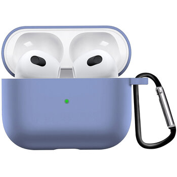 Betaalbare Hoesjes Airpods 3 Hoesje Case Siliconen Hoes Geschikt voor Apple AirPods 3 Case Hoesje Met Clip - Baby Blauw
