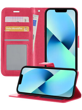 Apple iPhone 13 Pro Max Hoesje Book Case Kunstleer Cover Hoes - Donkerroze