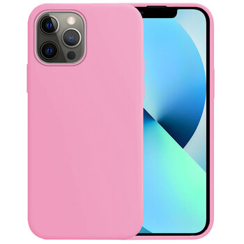 Betaalbare Hoesjes Apple iPhone 13 Pro Max Hoesje Siliconen Hoes Case Cover - Lichtroze