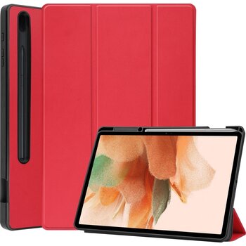 Betaalbare Hoesjes Samsung Galaxy Tab S7 FE Hoesje Book Case - Rood