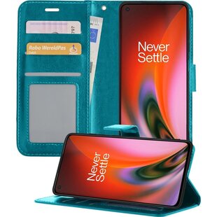 OnePlus Nord 2 Hoesje Book Case Kunstleer Cover Hoes - Turquoise
