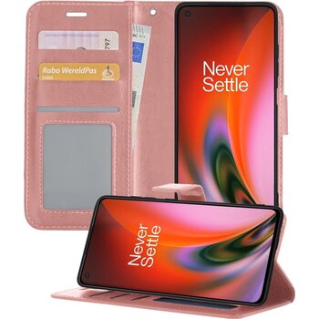 OnePlus Nord 2 Hoesje Book Case Kunstleer Cover Hoes - Rose goud