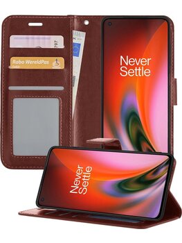 OnePlus Nord 2 Hoesje Book Case Kunstleer Cover Hoes - Bruin