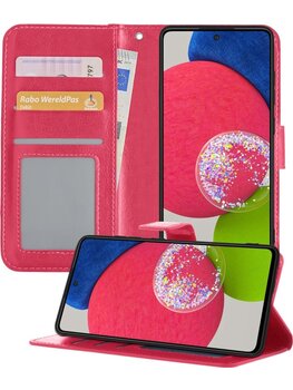 Samsung Galaxy A52s 5G Hoesje Book Case Kunstleer Cover Hoes - Donkerroze