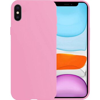 Apple iPhone Xs Max Hoesje Siliconen Hoes Case Cover - Lichtroze