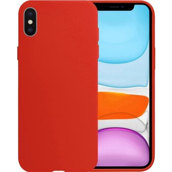 Apple iPhone Xs Max Hoesje Siliconen Hoes Case Cover - Rood