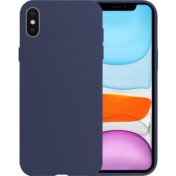 Apple iPhone Xs Max Hoesje Siliconen Hoes Case Cover - Donkerblauw