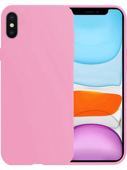 Apple iPhone Xs Hoesje Siliconen Hoes Case Cover - Lichtroze