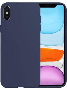 Apple iPhone Xs Hoesje Siliconen Hoes Case Cover - Donkerblauw