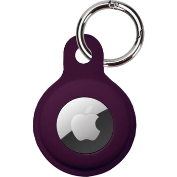 AirTag Sleutelhanger AirTag Hoesje Siliconen Hanger - AirTag Hanger Sleutelhanger Hoesje - Aubergine