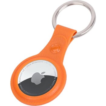 AirTag-Sleutelhanger AirTag Hoesje Leder Look Hanger - AirTag Hanger Sleutelhanger Hoesje - Oranje