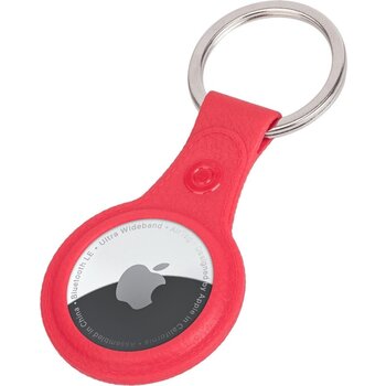 AirTag-Sleutelhanger AirTag Hoesje Leder Look Hanger - AirTag Hanger Sleutelhanger Hoesje - Rood