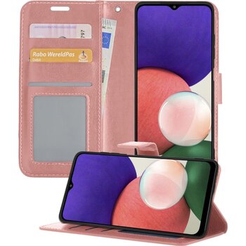 Samsung Galaxy A22 5G Hoesje Book Case Kunstleer Cover Hoes - Rose goud