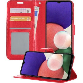 Betaalbare Hoesjes Samsung Galaxy A22 4G Hoesje Book Case Kunstleer Cover Hoes - Rood