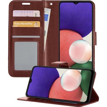 Betaalbare Hoesjes Samsung Galaxy A22 4G Hoesje Book Case Kunstleer Cover Hoes - Bruin