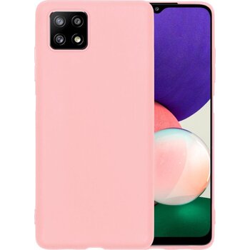 Betaalbare Hoesjes Samsung Galaxy A22 5G Hoesje Siliconen Hoes Case Cover - Lichtroze