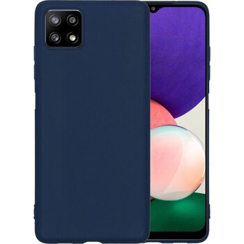 Betaalbare Hoesjes Samsung Galaxy A22 5G Hoesje Siliconen Hoes Case Cover - Donkerblauw