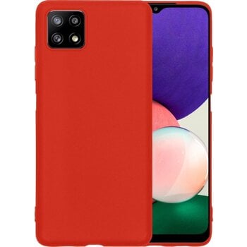 Betaalbare Hoesjes Samsung Galaxy A22 5G Hoesje Siliconen Hoes Case Cover - Rood