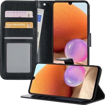 Betaalbare Hoesjes Samsung Galaxy A32 4G Hoesje Book Case Kunstleer Cover Hoes - Zwart