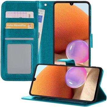 Betaalbare Hoesjes Samsung Galaxy A32 4G Hoesje Book Case Kunstleer Cover Hoes - Turquoise