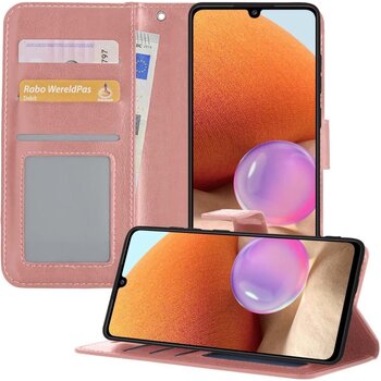 Betaalbare Hoesjes Samsung Galaxy A32 4G Hoesje Book Case Kunstleer Cover Hoes - Rose goud