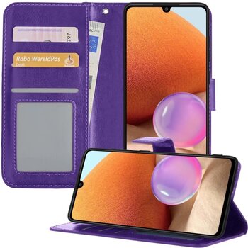 Betaalbare Hoesjes Samsung Galaxy A32 4G Hoesje Book Case Kunstleer Cover Hoes - Paars