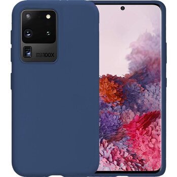 Betaalbare Hoesjes Samsung Galaxy S20 Ultra Hoesje Siliconen Hoes Case Cover - Donkerblauw