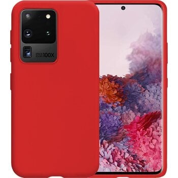 Betaalbare Hoesjes Samsung Galaxy S20 Ultra Hoesje Siliconen Hoes Case Cover - Rood