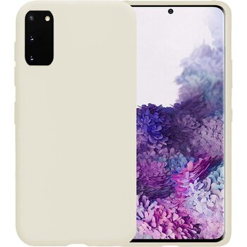 Betaalbare Hoesjes Samsung Galaxy S20 Hoesje Siliconen Hoes Case Cover - Wit