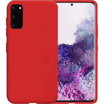 Betaalbare Hoesjes Samsung Galaxy S20 Hoesje Siliconen Hoes Case Cover - Rood