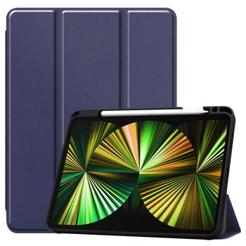 Betaalbare Hoesjes Apple iPad Pro 12.9 (2021) Hoesje Book Case - Donkerblauw