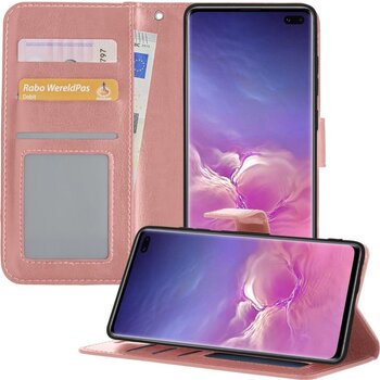 Betaalbare Hoesjes Samsung Galaxy S10 Hoesje Book Case Kunstleer Cover Hoes - Rose goud