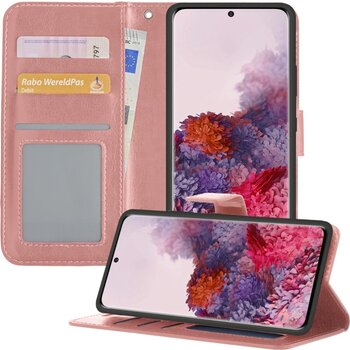 Betaalbare Hoesjes Samsung Galaxy S20 Hoesje Book Case Kunstleer Cover Hoes - Rose goud