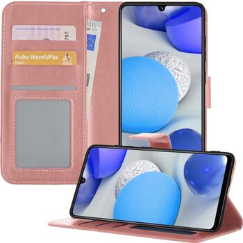 Betaalbare Hoesjes Samsung Galaxy A42 Hoesje Book Case Kunstleer Cover Hoes - Rose goud