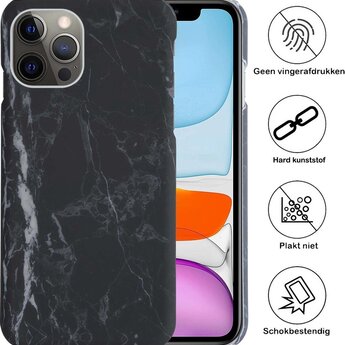 Apple iPhone 11 Pro Max Hoesje Marmer Telefoon Hoes Case Cover - Zwart