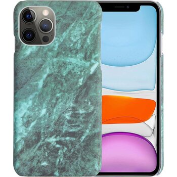 Betaalbare Hoesjes Apple iPhone 11 Pro Hoesje Marmer Telefoon Hoes Case Cover - Groen