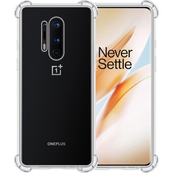 Betaalbare Hoesjes OnePlus 8 Pro Hoesje Siliconen Shock Proof Hoes Case Cover - Transparant