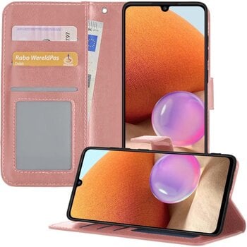 Betaalbare Hoesjes Samsung Galaxy A32 5G Hoesje Book Case Kunstleer Cover Hoes - Rose goud