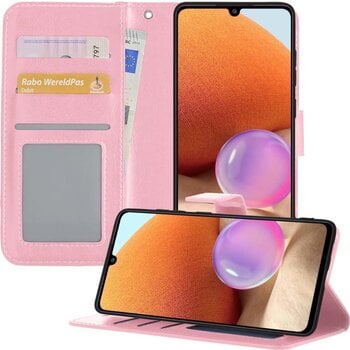 Betaalbare Hoesjes Samsung Galaxy A32 5G Hoesje Book Case Kunstleer Cover Hoes - Lichtroze