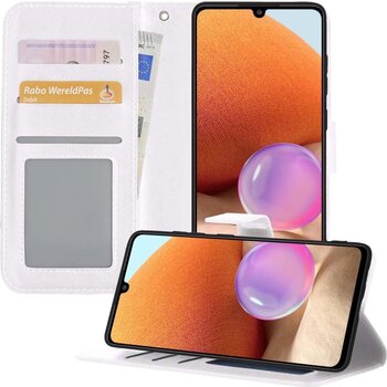 Betaalbare Hoesjes Samsung Galaxy A32 5G Hoesje Book Case Kunstleer Cover Hoes - Wit