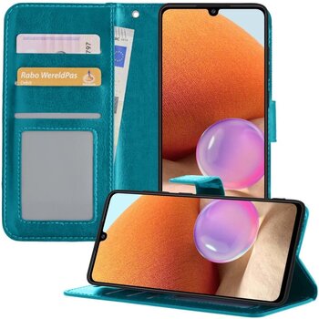 Betaalbare Hoesjes Samsung Galaxy A32 5G Hoesje Book Case Kunstleer Cover Hoes - Turquoise