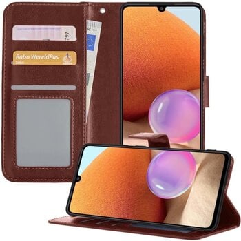 Betaalbare Hoesjes Samsung Galaxy A32 5G Hoesje Book Case Kunstleer Cover Hoes - Bruin