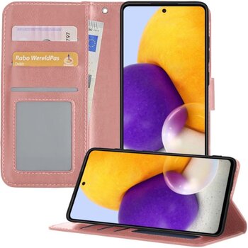 Betaalbare Hoesjes Samsung Galaxy A72 5G Hoesje Book Case Kunstleer Cover Hoes - Rose goud