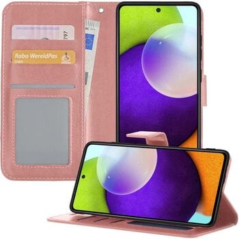 Betaalbare Hoesjes Samsung Galaxy A52 5G Hoesje Book Case Kunstleer Cover Hoes - Rose goud