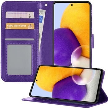 Betaalbare Hoesjes Samsung Galaxy A72 5G Hoesje Book Case Kunstleer Cover Hoes - Paars