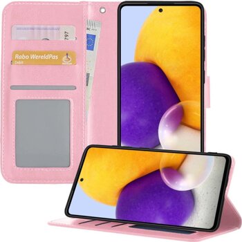 Betaalbare Hoesjes Samsung Galaxy A72 5G Hoesje Book Case Kunstleer Cover Hoes - Lichtroze