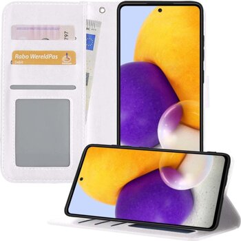 Samsung Galaxy A72 5G Hoesje Book Case Kunstleer Cover Hoes - Wit